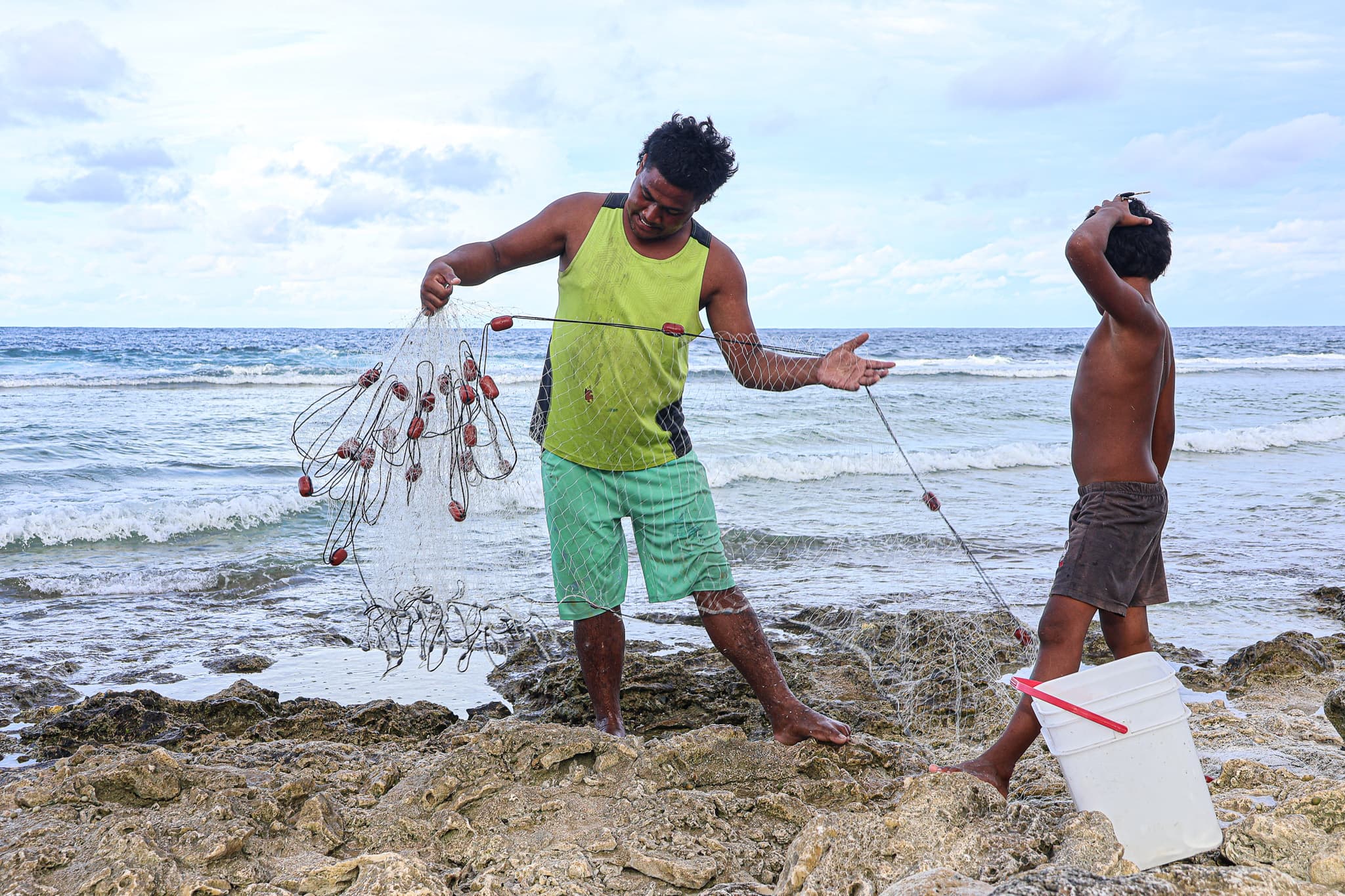 Pacific fisherman at work
